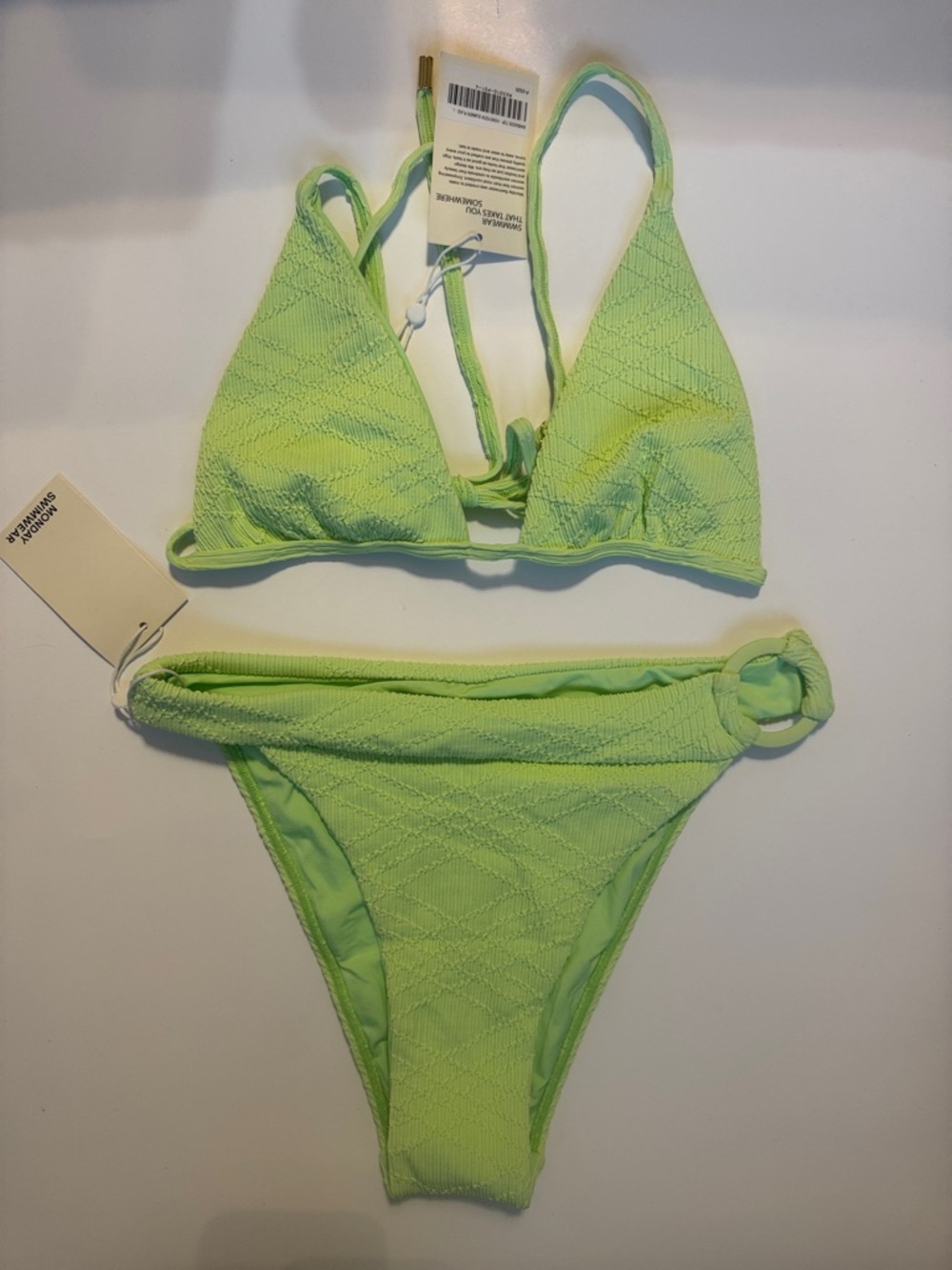 monday swim - palma top - honeydew summer plaid